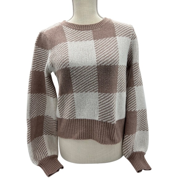 Pink Rose Cream and Tan Checkered Sweater Size XS - Picture 1 of 6